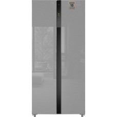 Отдельностоящий холодильник с инвертором Weissgauff WSBS 500 Inverter NoFrost Inox Glass