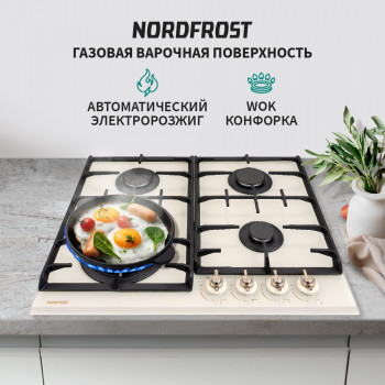 Встраиваемая варочная панель газовая NordFrost HM 6042 W белый