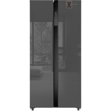 Отдельностоящий холодильник с инвертором Weissgauff WSBS 500 Inverter NoFrost Bru Steel Glass