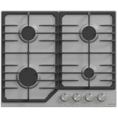 Газовая варочная панель  HiSTORY HGE 640C FIX, Серебристая INOX