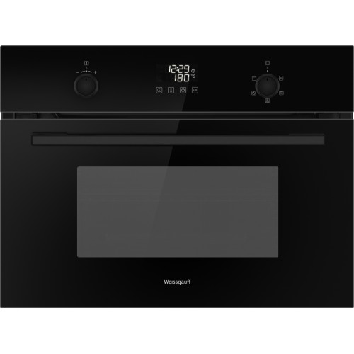 Встраиваемый компактный духовой шкаф с СВЧ Weissgauff OE 449 PDBK Black Edition