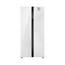 Отдельностоящий холодильник с инвертором Weissgauff WSBS 500 Inverter NoFrost White Rock Glass