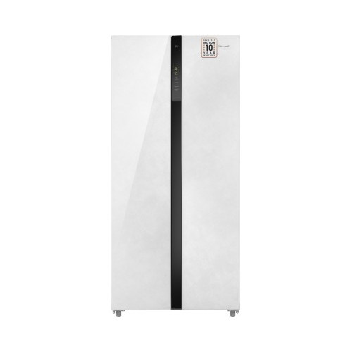 Отдельностоящий холодильник с инвертором Weissgauff WSBS 500 Inverter NoFrost White Rock Glass